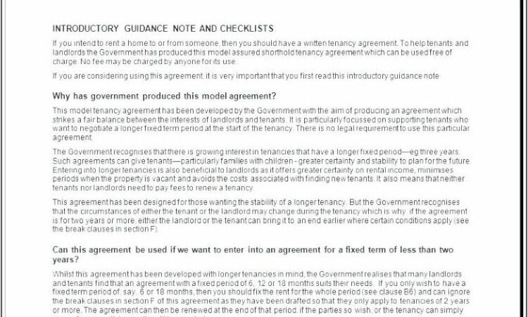 Shorthold Tenancy Agreement Form Pdf