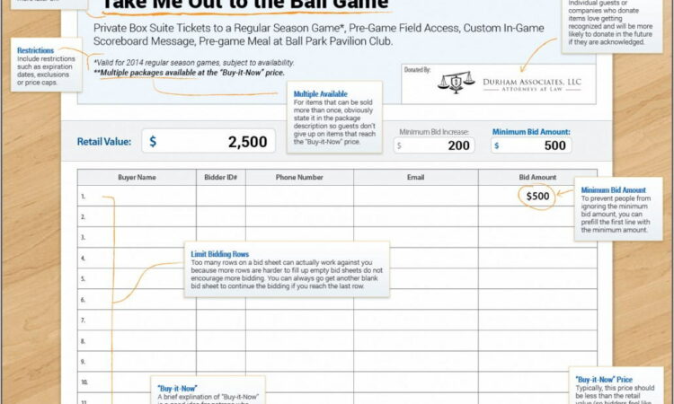 Silent Auction Bid Sheet Template Word Free