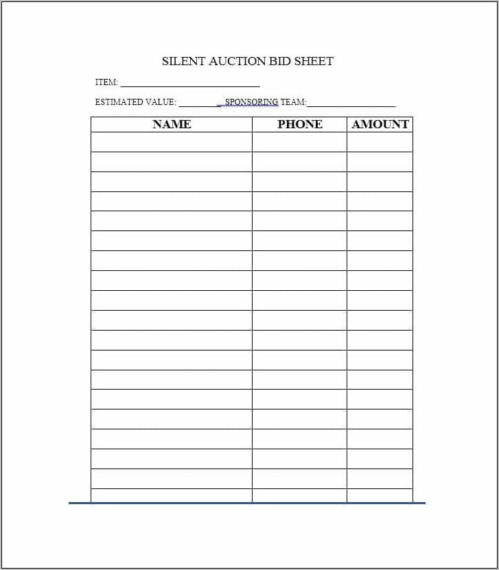 Silent Auction Templates Free