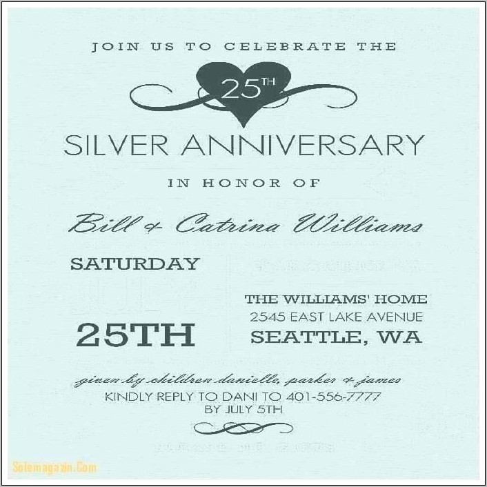 Silver Wedding Anniversary Invitation Templates Free
