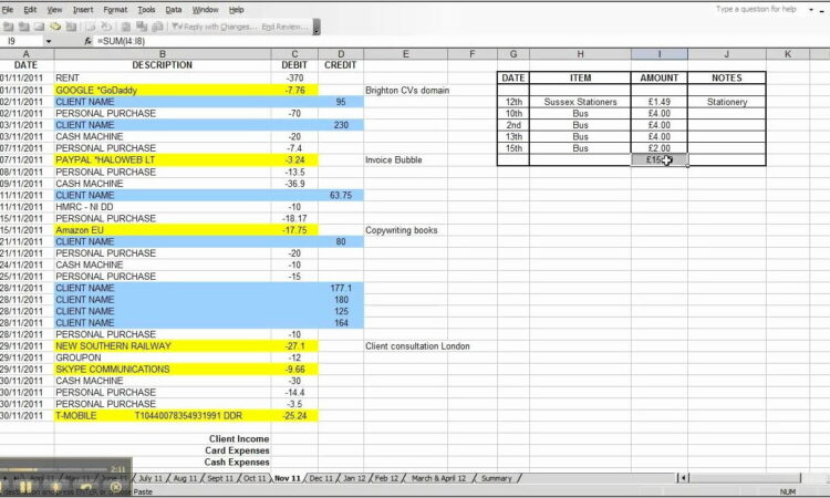 Simple Bookkeeping Template Microsoft