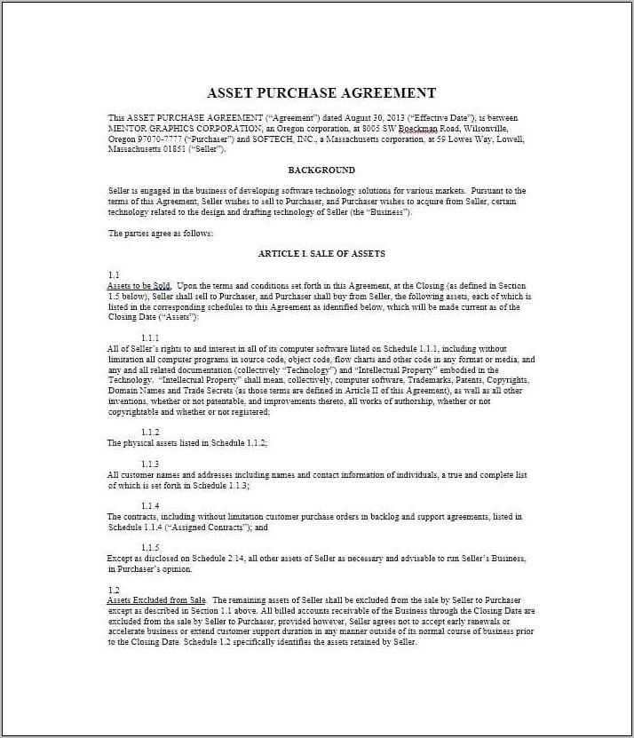 Simple Business Buy Sell Agreement Template