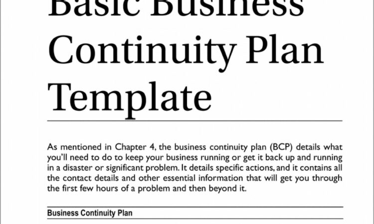 Simple Business Continuity Plan Template Australia