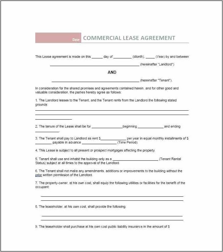 Simple Business Lease Agreement Template South Africa