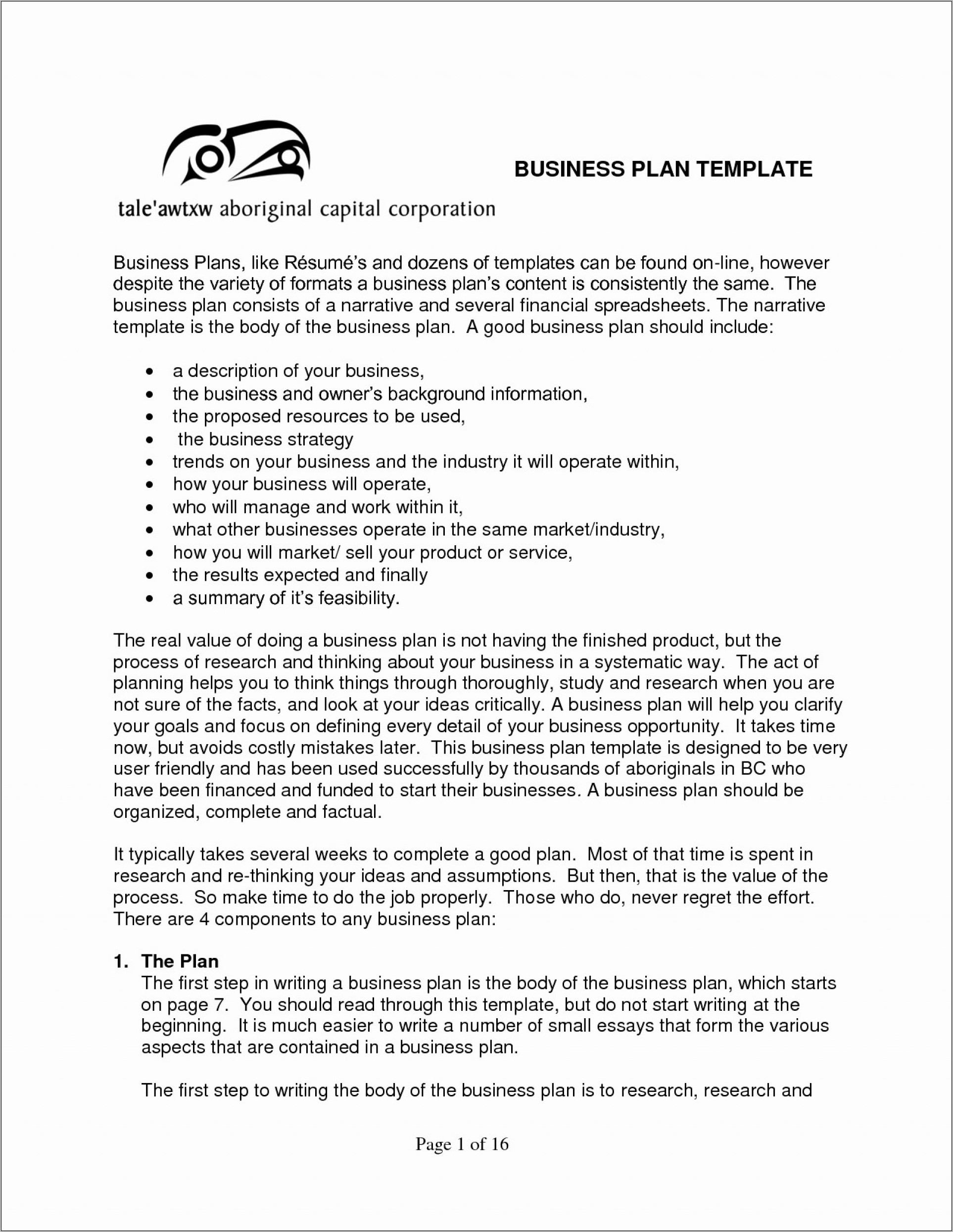 Simple Business Plan Template For Startup