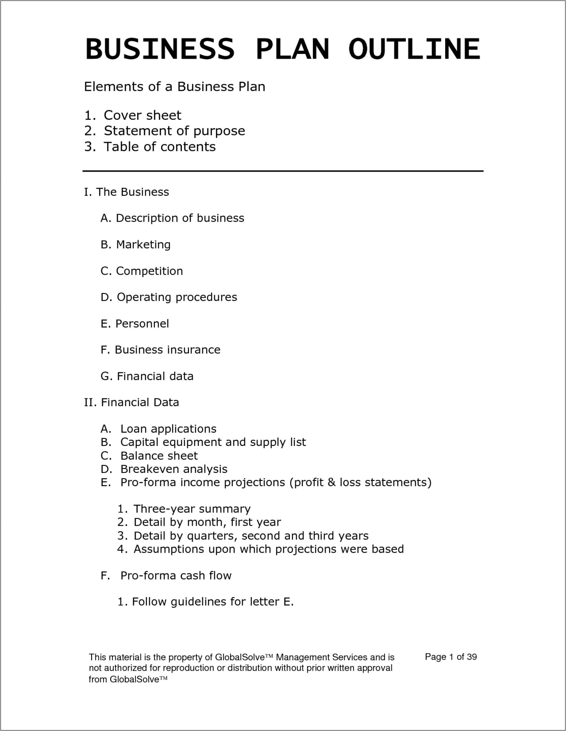 Simple Business Plan Template For Students