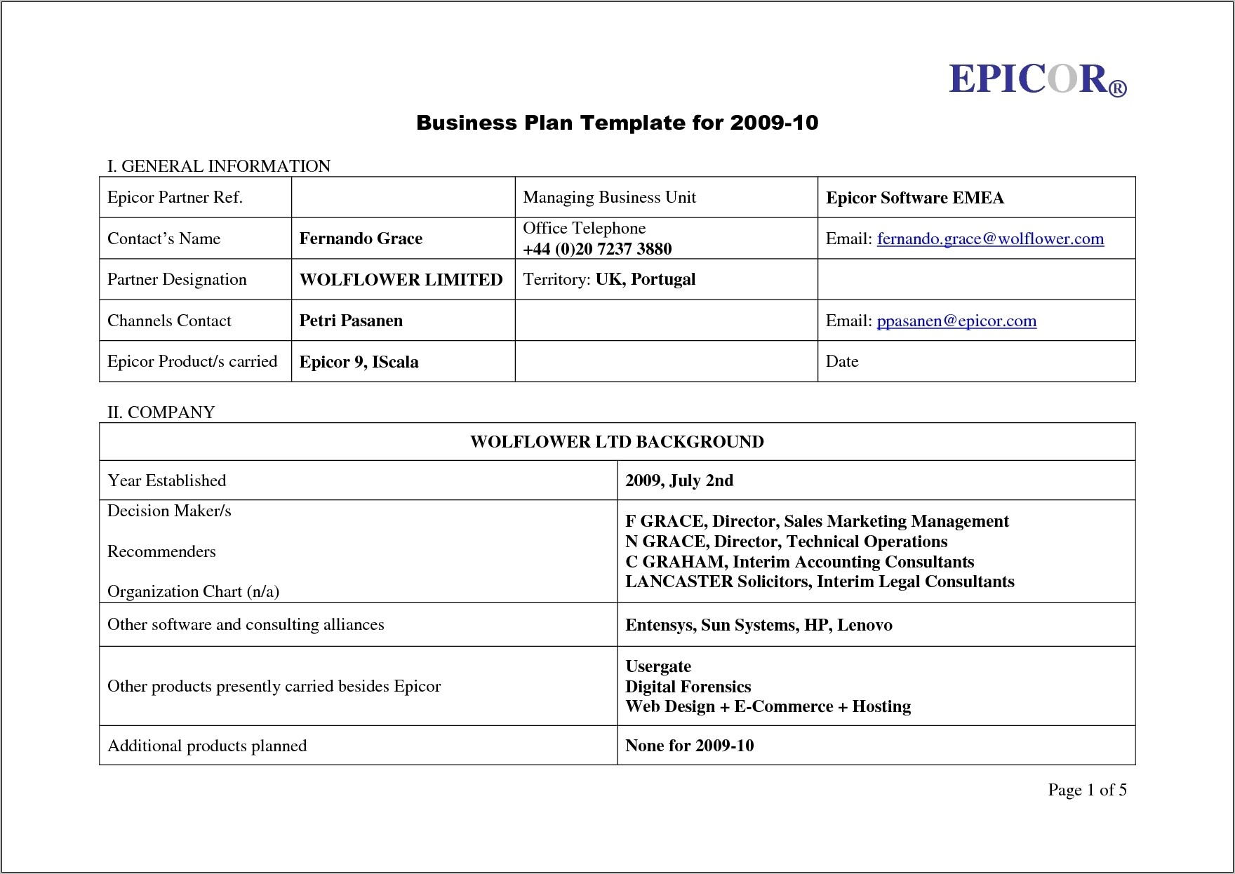 Simple Business Plan Template Uk Free