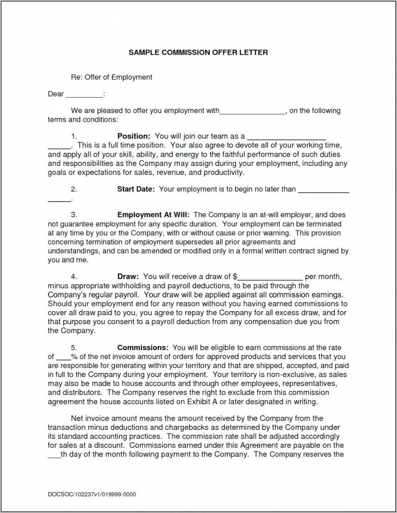 Simple Commission Agreement Template Free