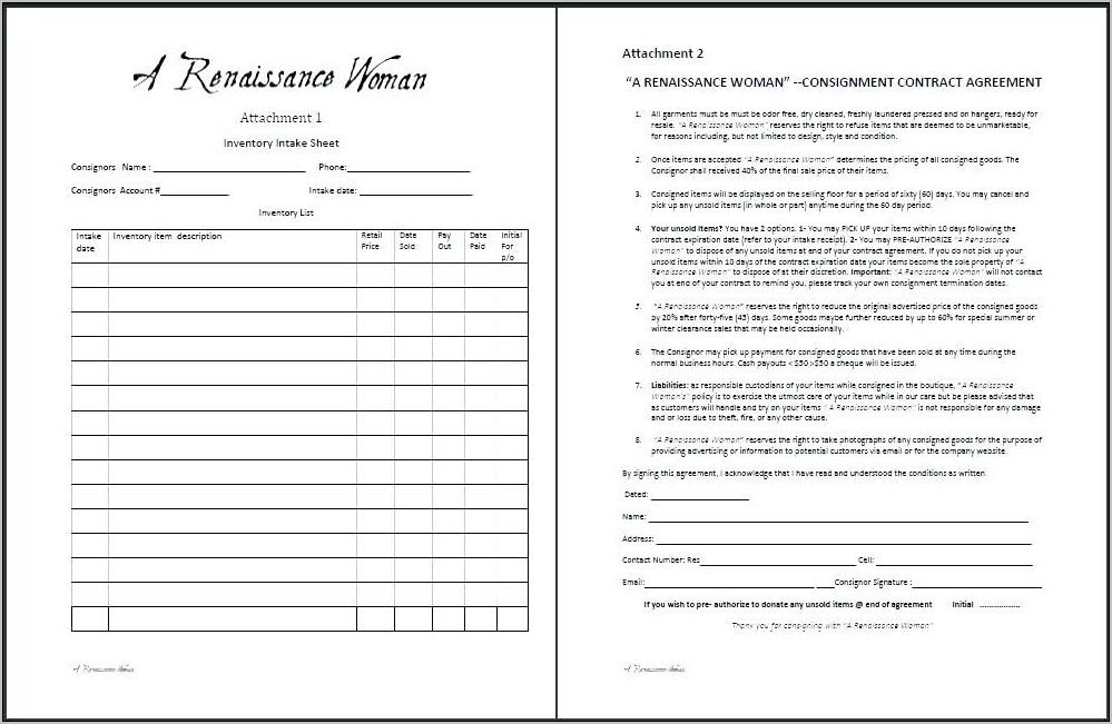 Simple Consignment Agreement Template