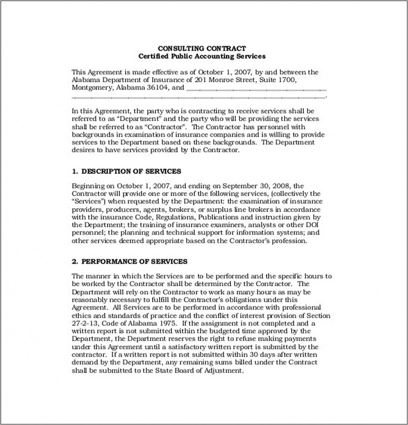 Simple Consulting Service Agreement Template