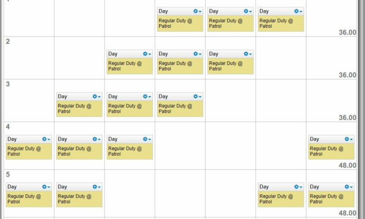 Simple Continental Rotating Shift Schedule Template