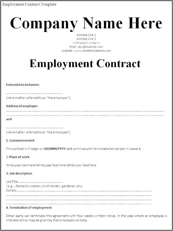 Simple Employee Contract Format