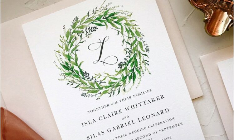 Simple Greenery Wedding Invitations