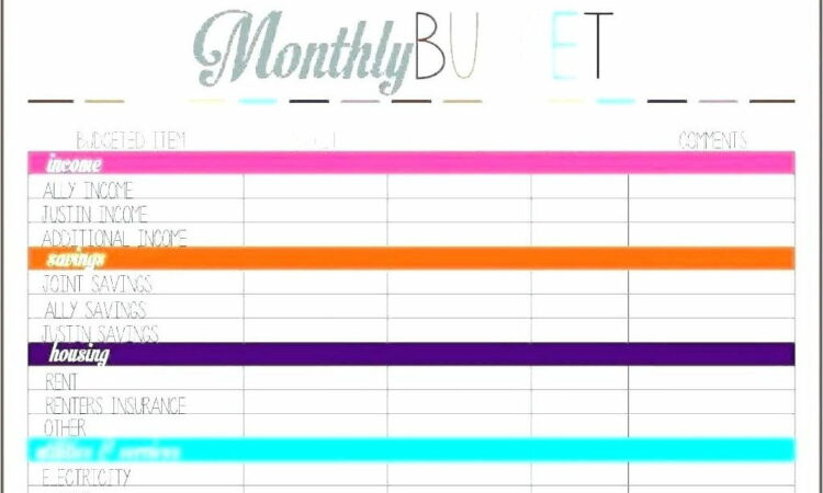 Simple Household Budget Template Word