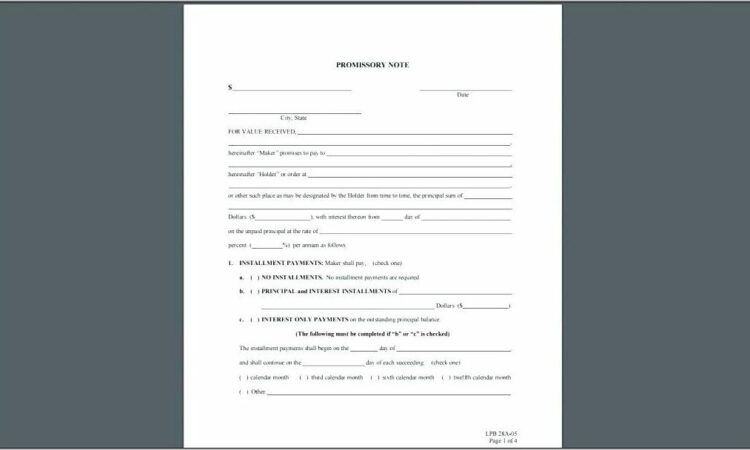 Simple Interest Promissory Note Template