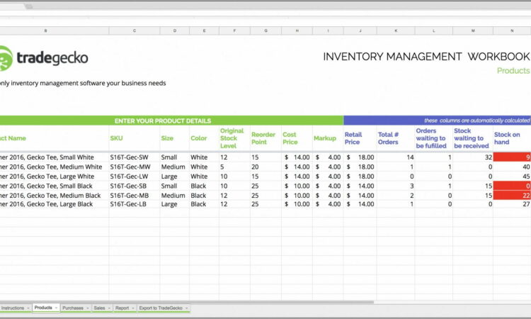 Simple Inventory Sheet Sample