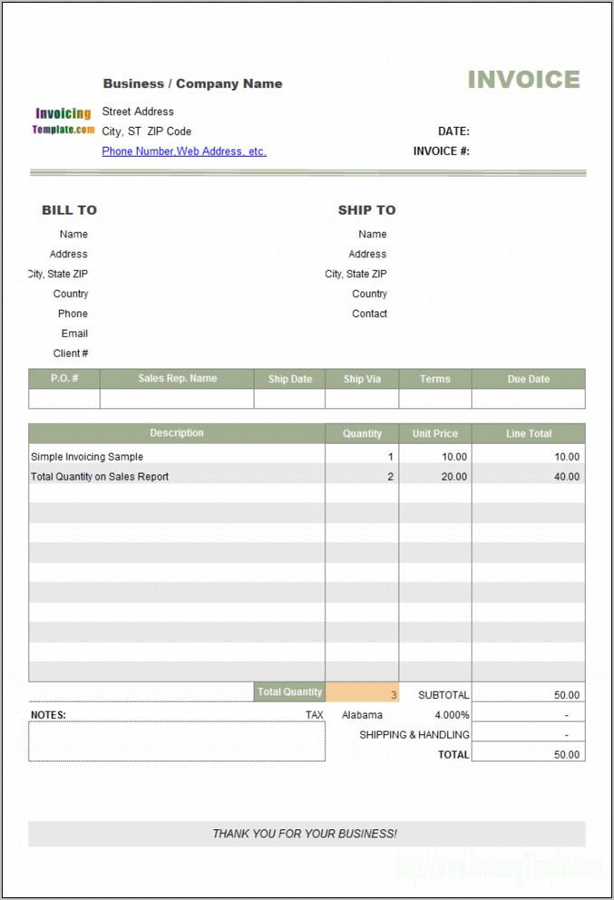 Simple Invoice Template For Pages