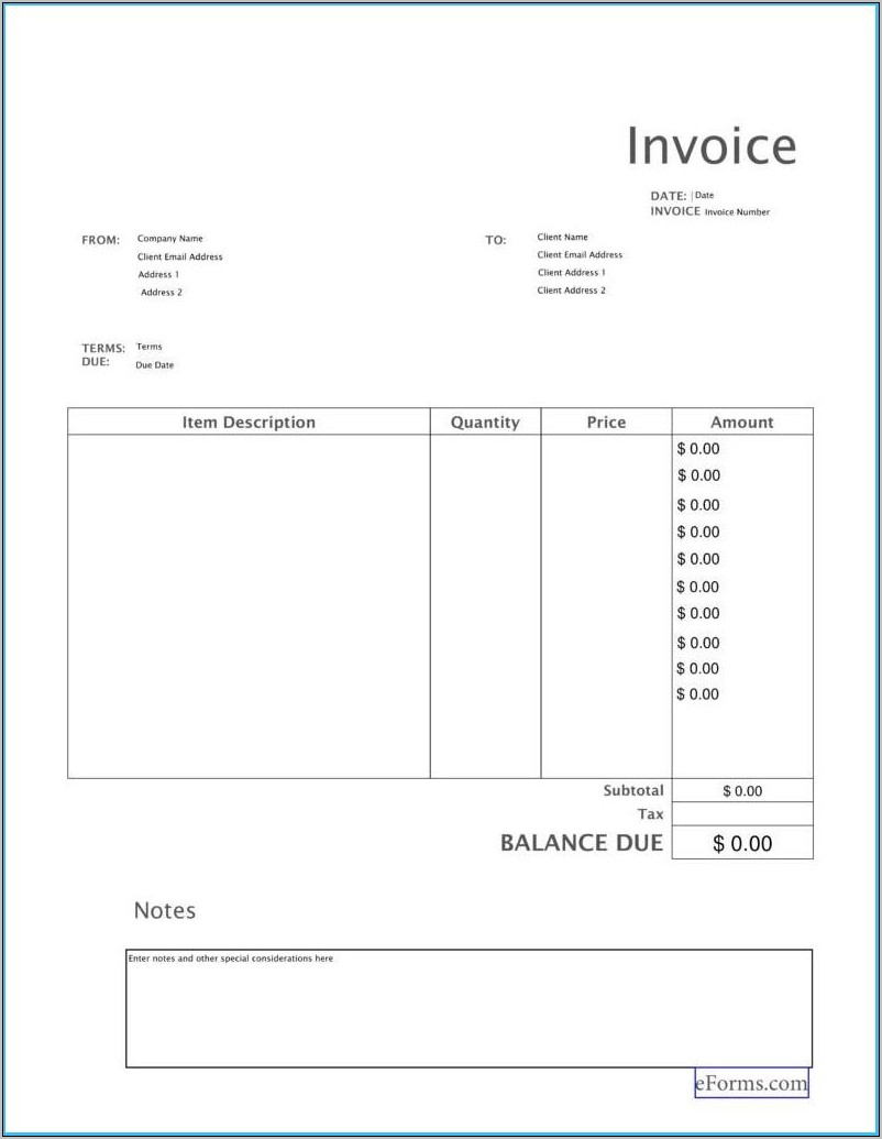 Simple Invoice Template Pdf