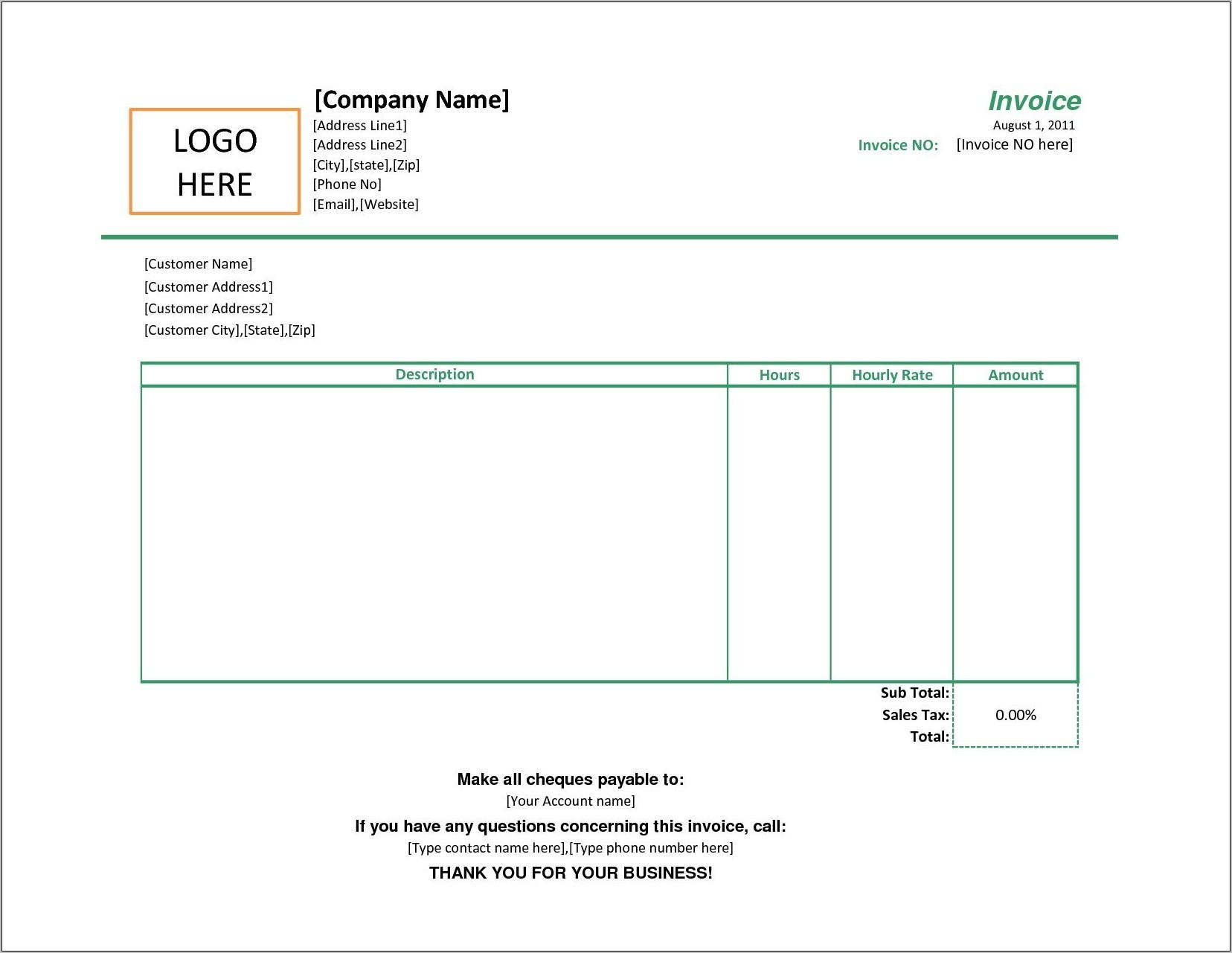Simple Invoice Template Printable