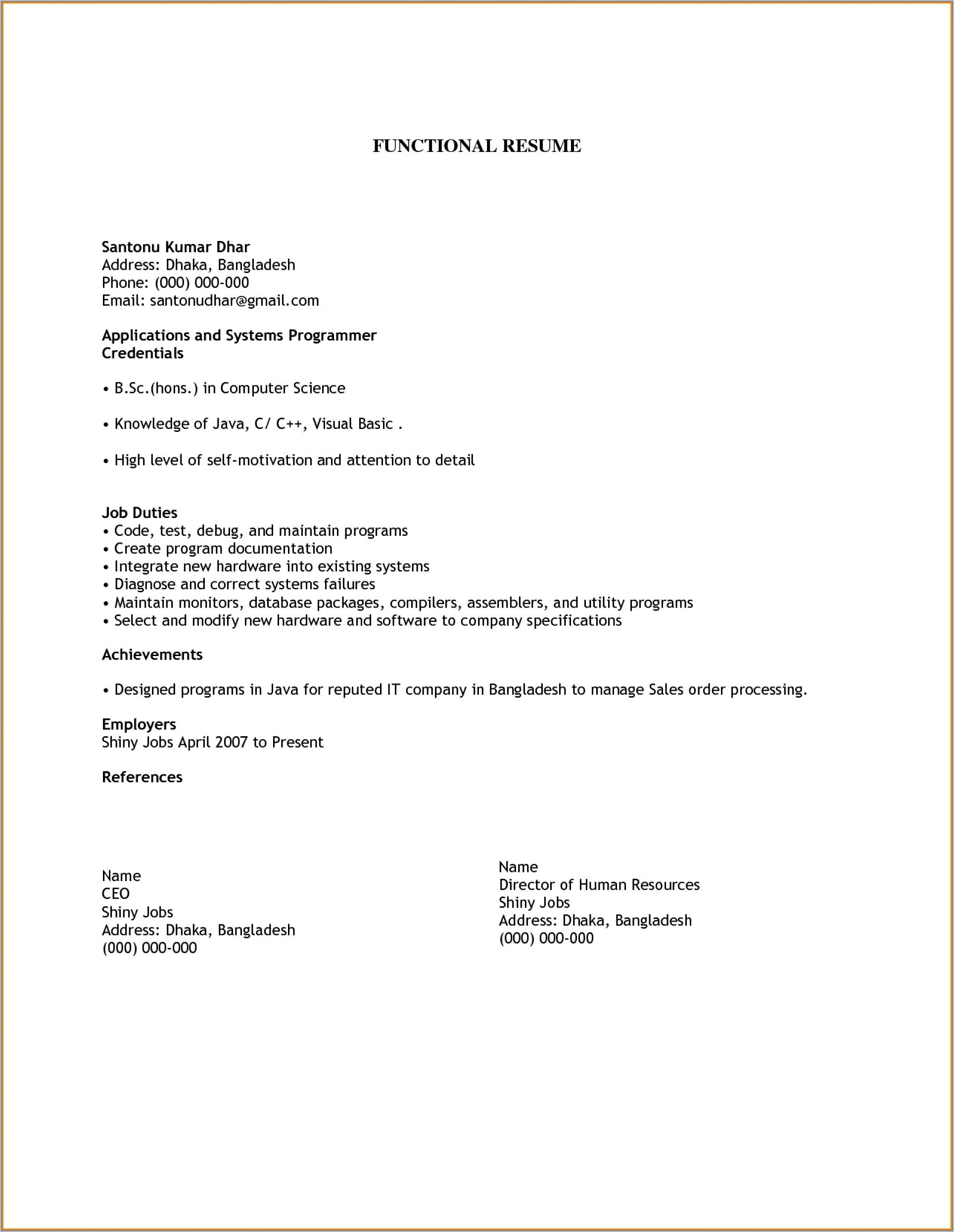 Simple Job Resume Template Download