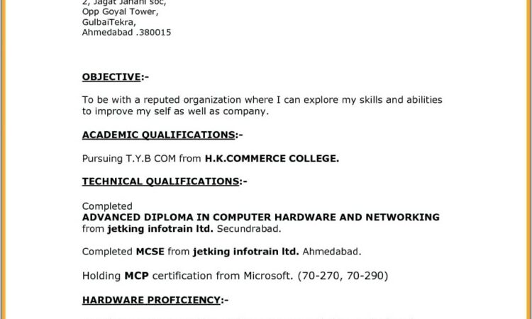 Simple Resume Format Doc File Download