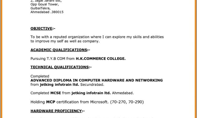 Simple Resume Format Download In Ms Word