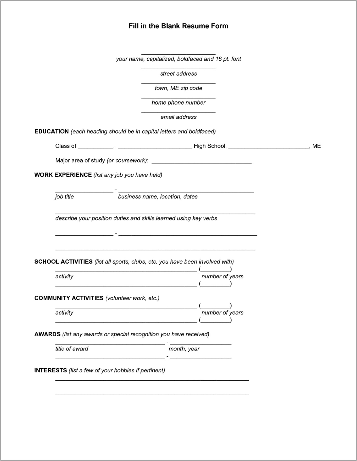 Simple Resume Format For Teacher Job Pdf