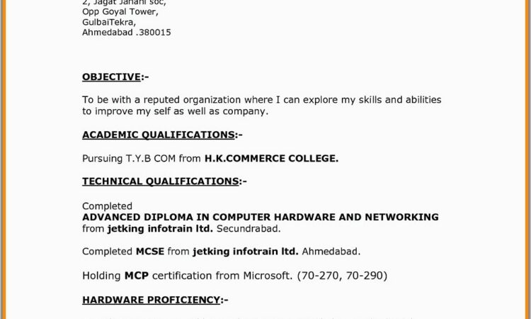 Simple Resume Format In Word Document