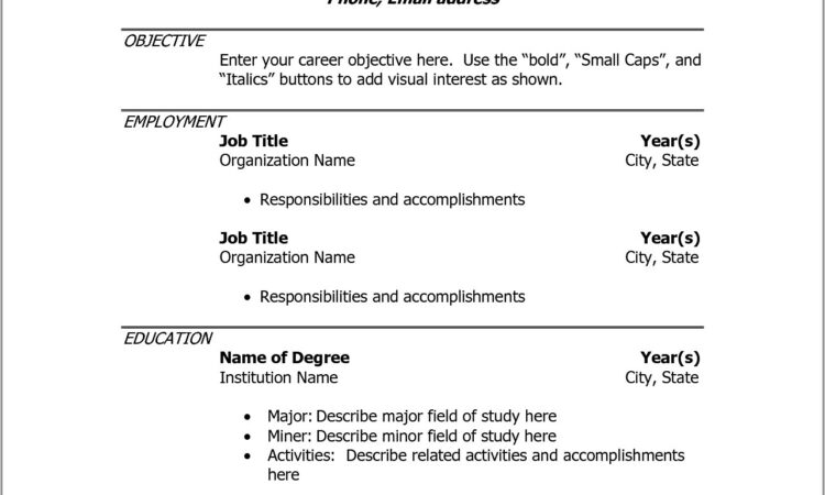 Simple Resume Format In Word With Photo