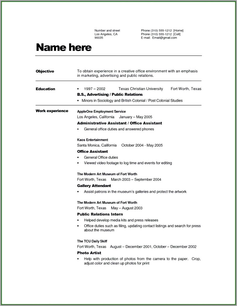 Simple Resume Format Sample Download