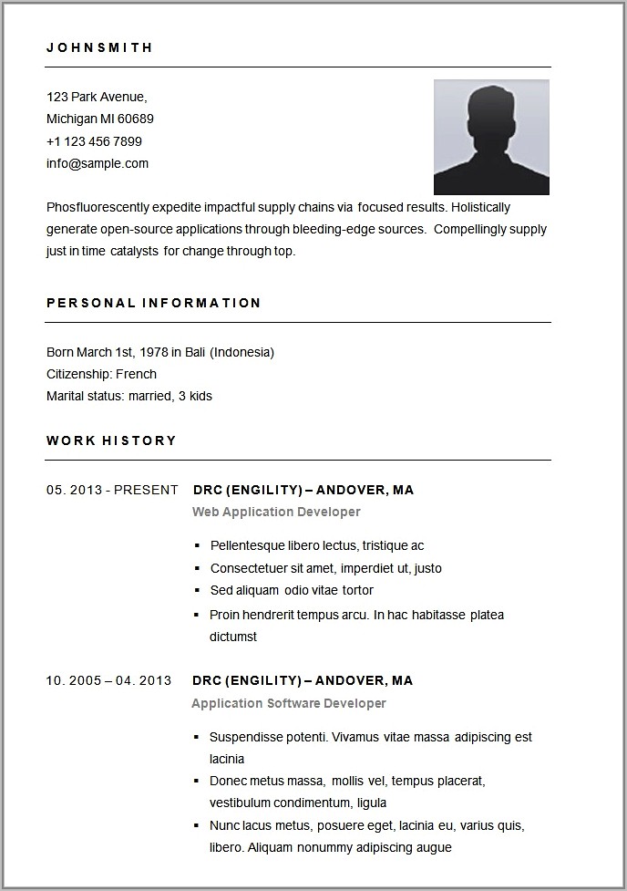 Simple Resume Templates For Students