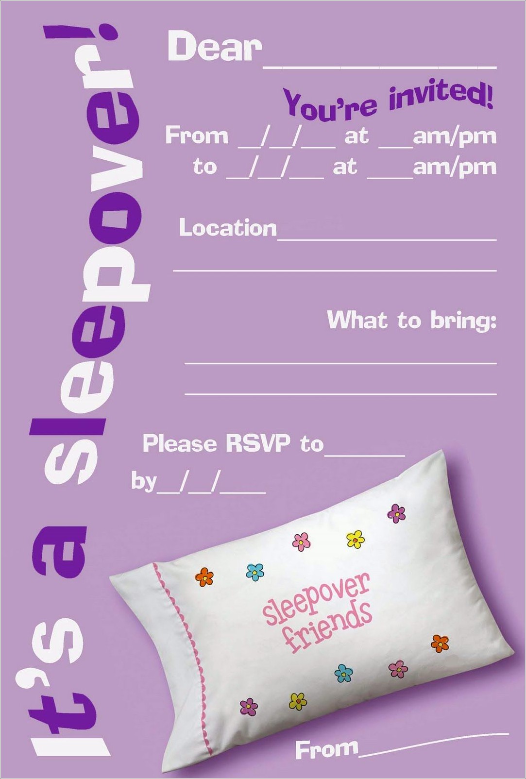 Sleepover Invitations Free Printable Girls