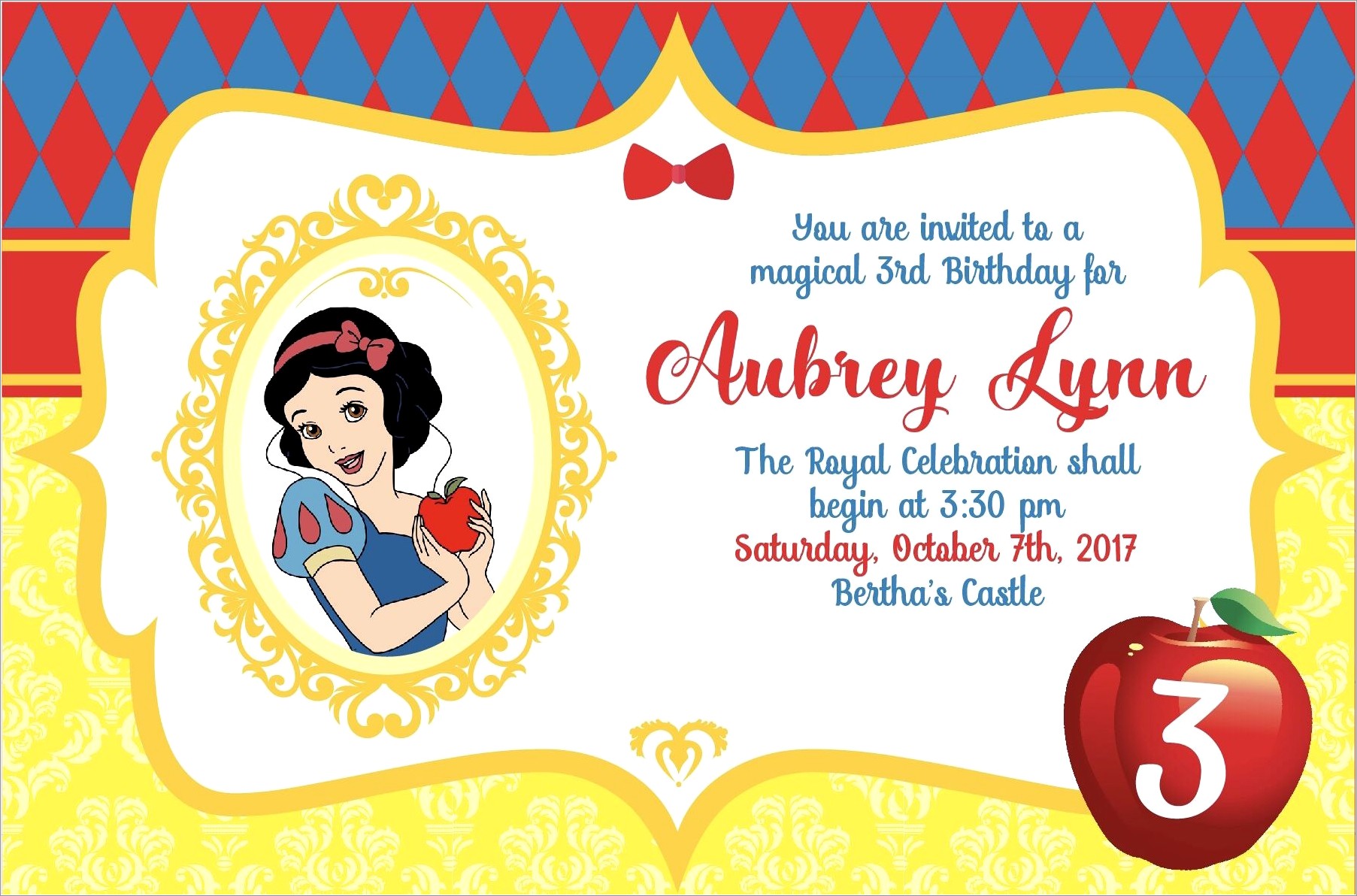 Snow White Birthday Invitations