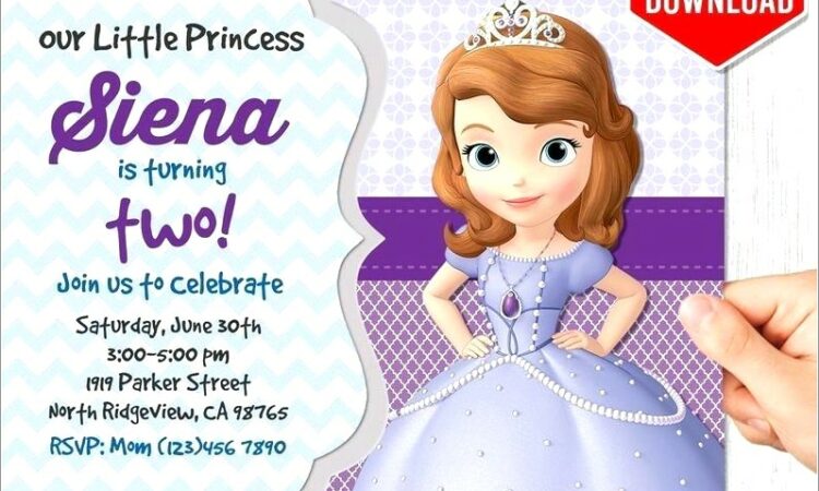 Sofia The First Invitation Template Editable