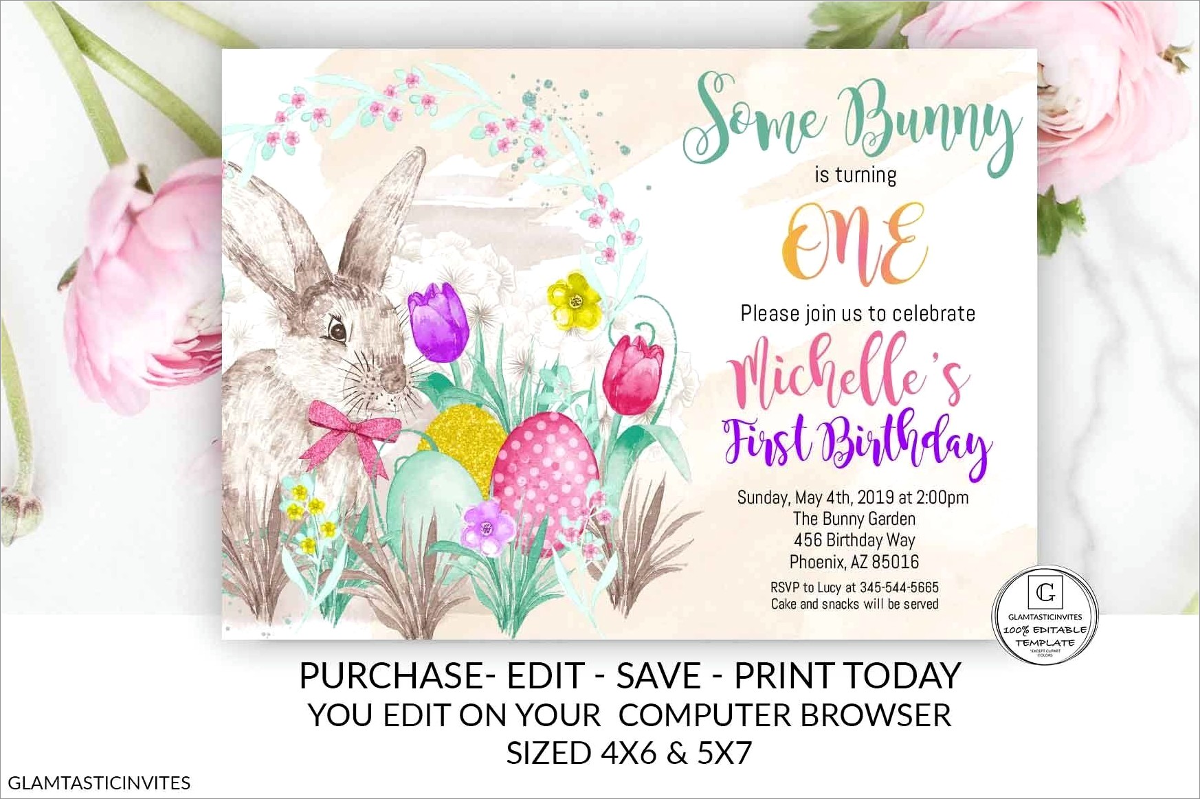 Some Bunny Is Turning One Online Invitation