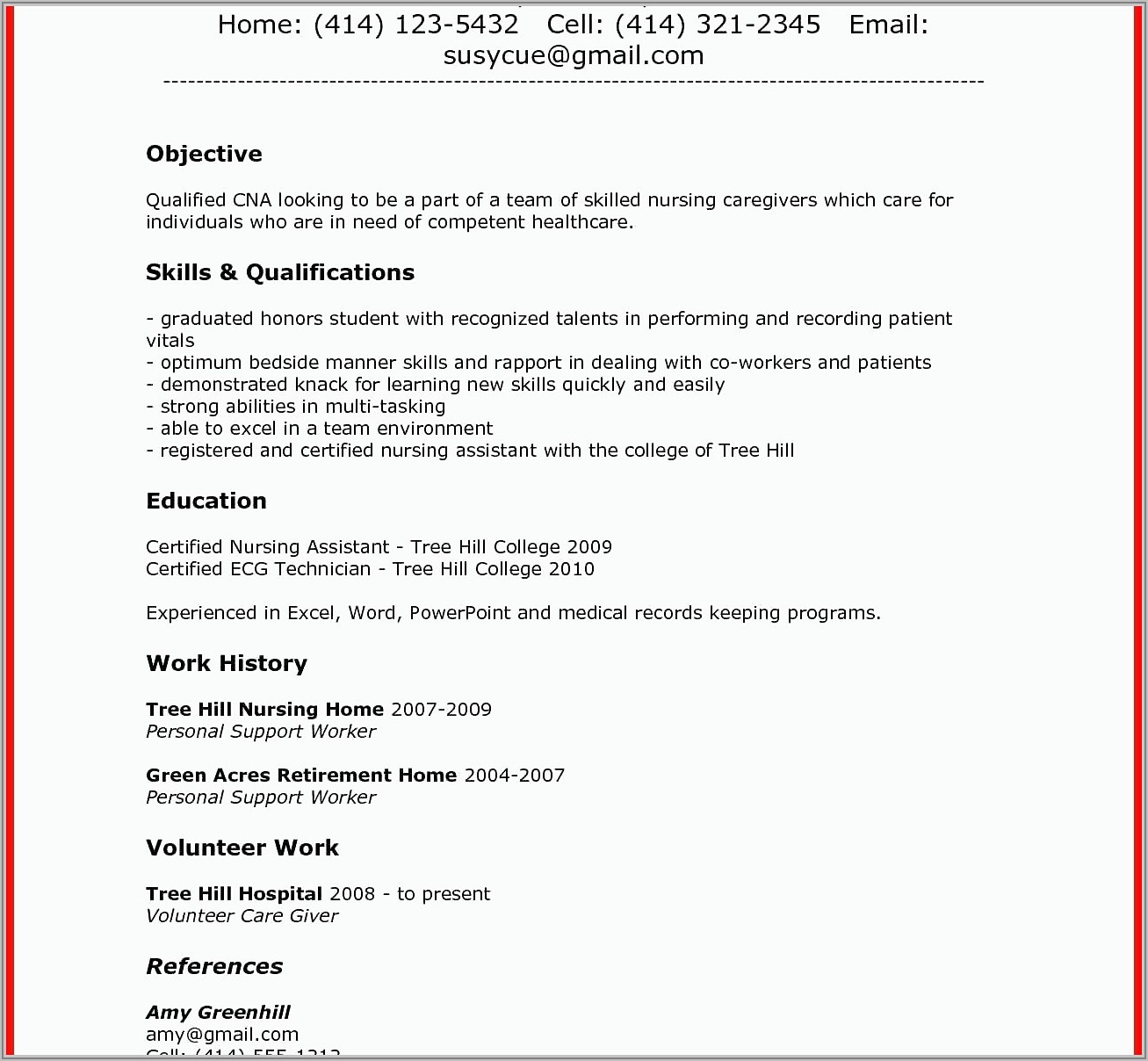 Special Skills For Resume Nursing Assistant