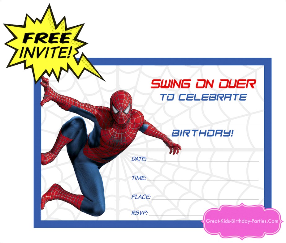 Spiderman Birthday Invitation Template