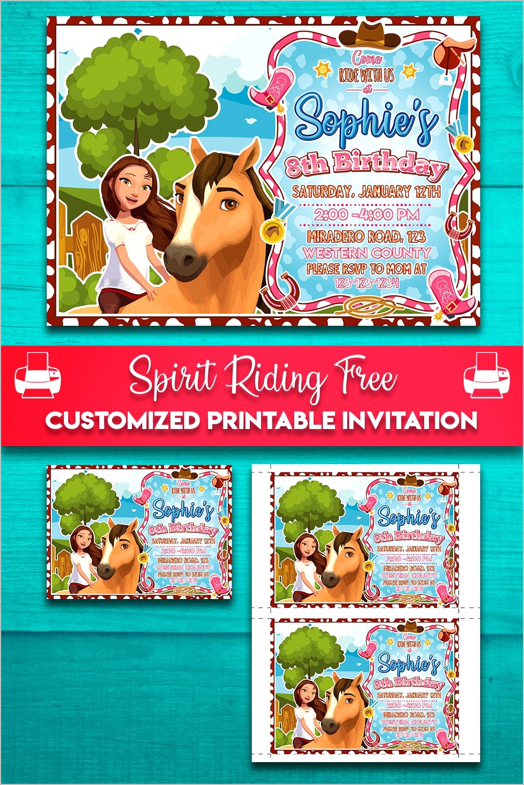 Spirit Riding Free Birthday Invitations