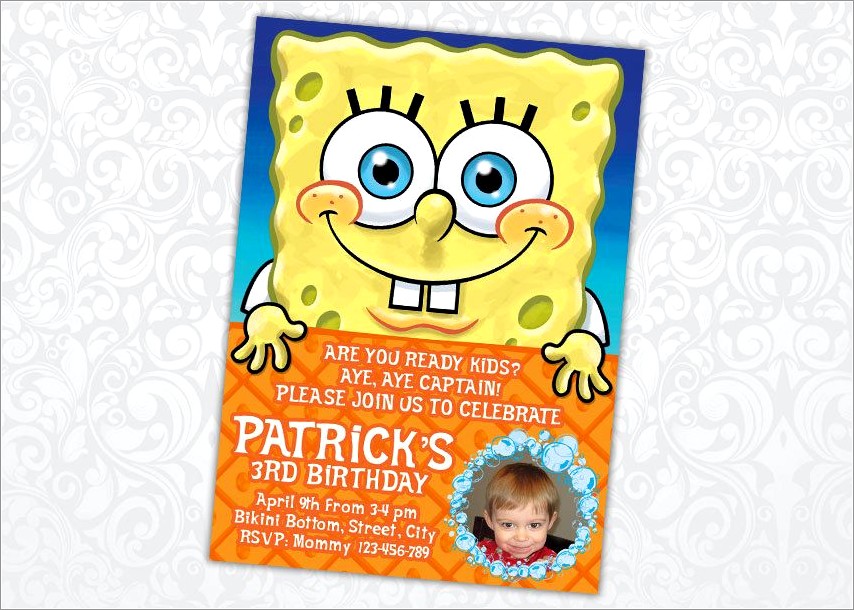 Spongebob 1st Birthday Invitations