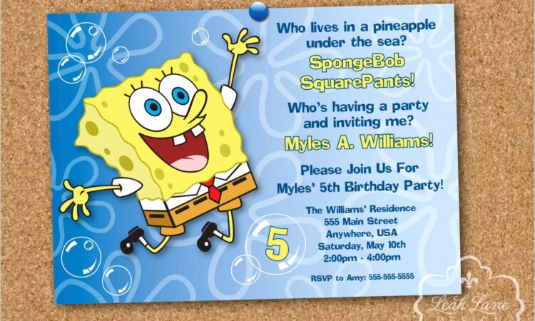 Spongebob Squarepants Birthday Invitations