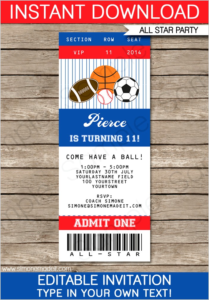 Sports Invitations Templates Free