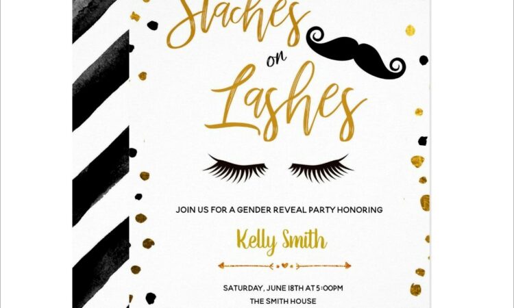 Staches Or Lashes Gender Reveal Invitations