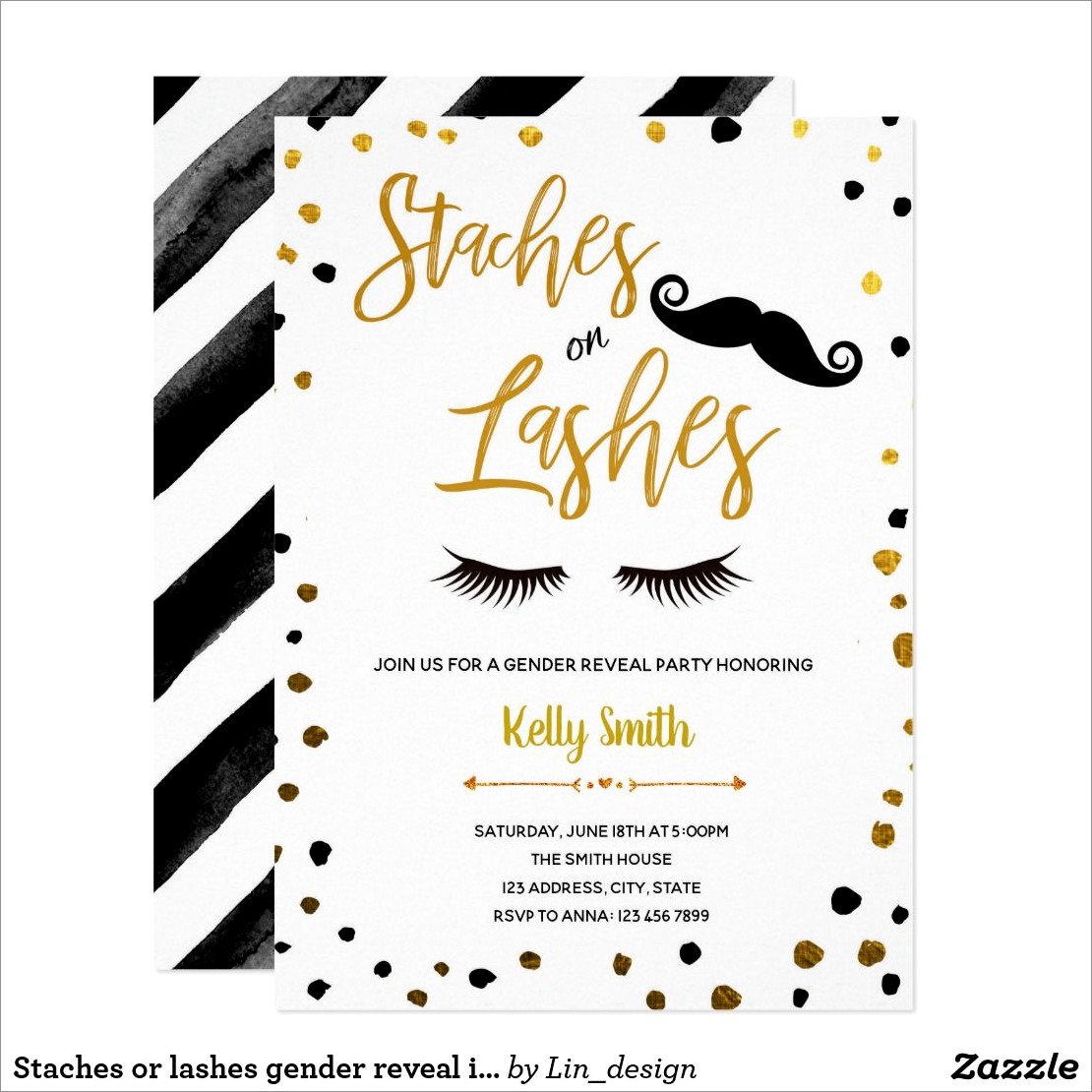 Staches Or Lashes Gender Reveal Invitations