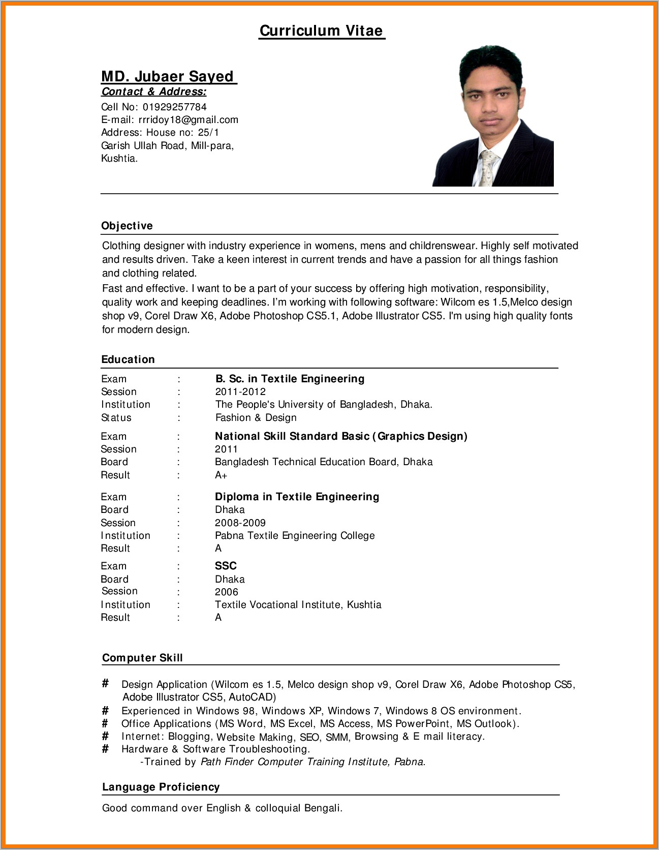 Standard Resume Format Free Download