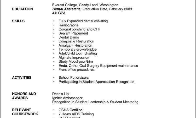 Student Dental Hygiene Resume Examples