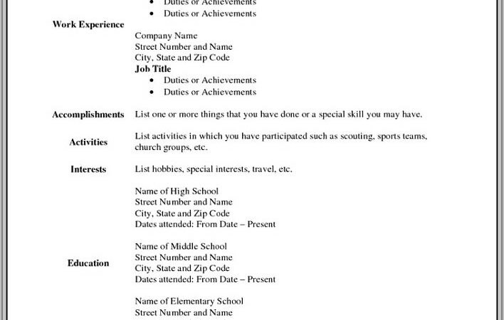 Student Resume Fill In The Blanks