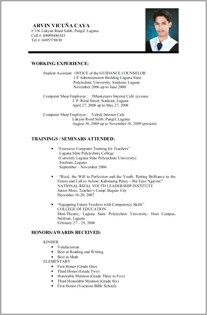 Student Resume Samples For College Applications