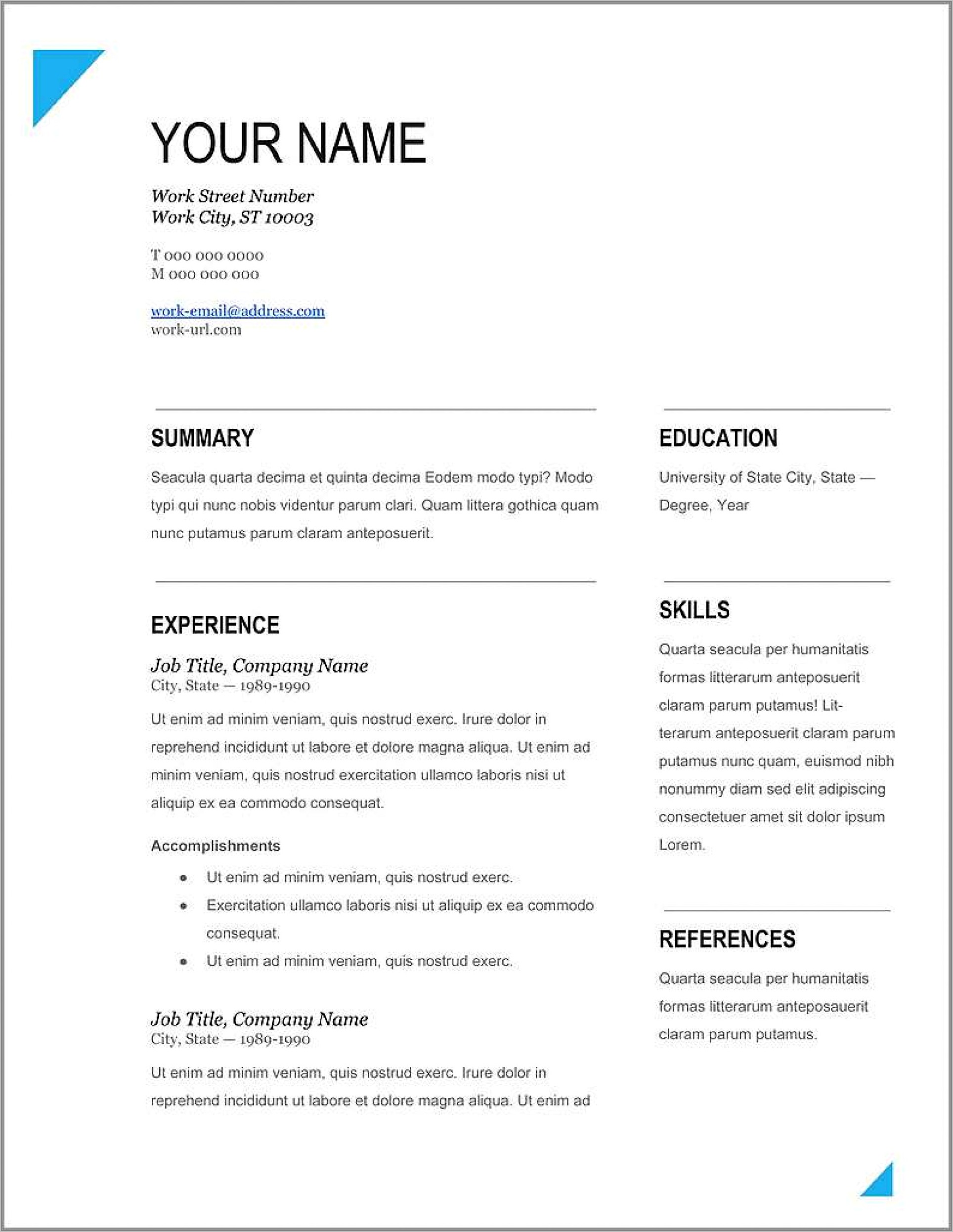 Student Resume Templates Word Free Download