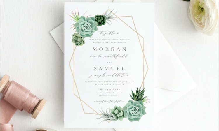 Succulent Wedding Invitation Template