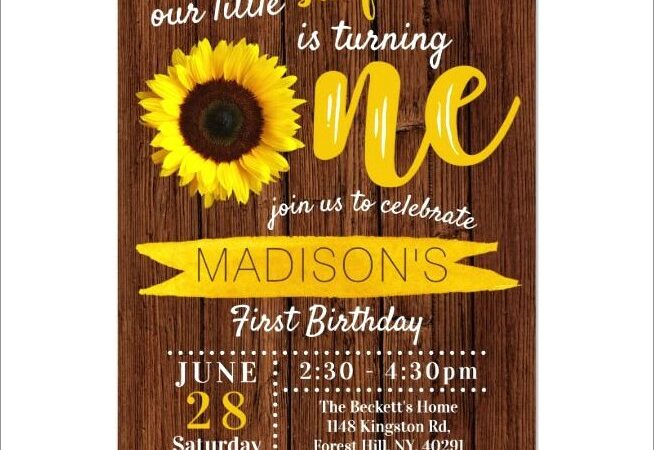 Sunflower 1st Birthday Invitations